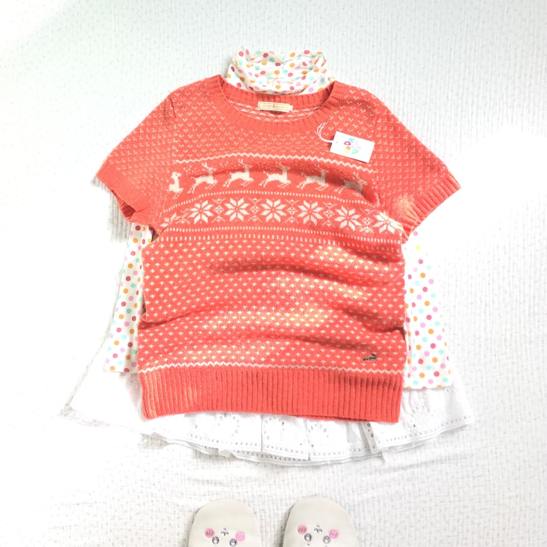 JPN/ 노르딕반팔니트 레이어드반팔니트 모리걸반팔니트 모리룩반팔니트 상품이미지1