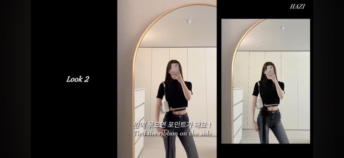 마쥬 니트 크롭탑 리본 hazi 상품이미지3