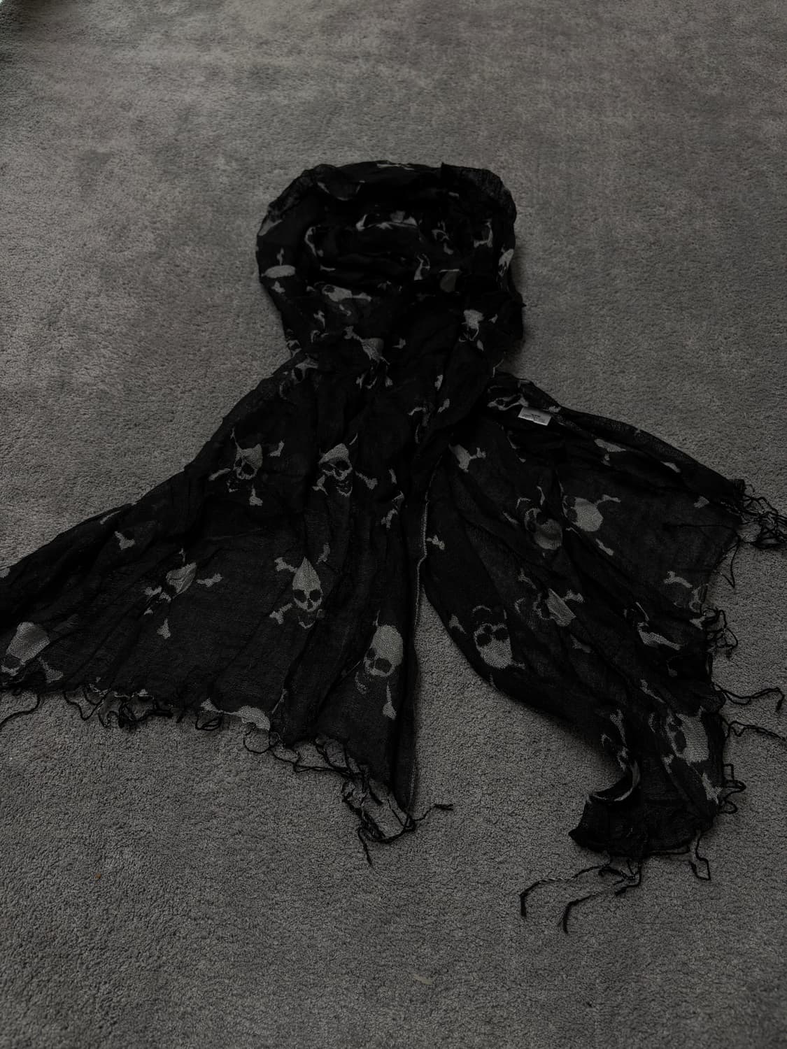 Vintage v-kei punk mood black skullscarf 상품이미지3