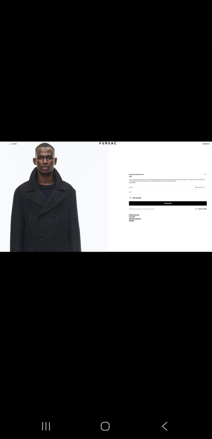 [판매] MONSIEUR DE FURSAC 드 휘삭 울 캐시미어 피코트 상품이미지2