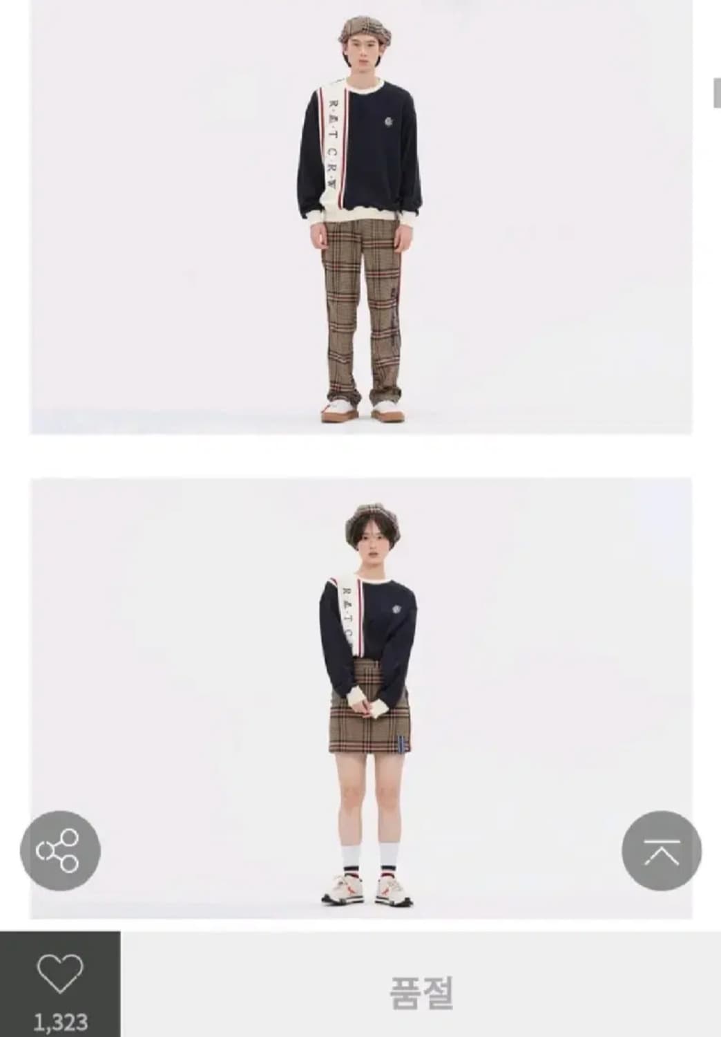 새상품,S,단종) 로맨틱크라운 CROSS LINE 맨투맨 네이비 상품이미지4