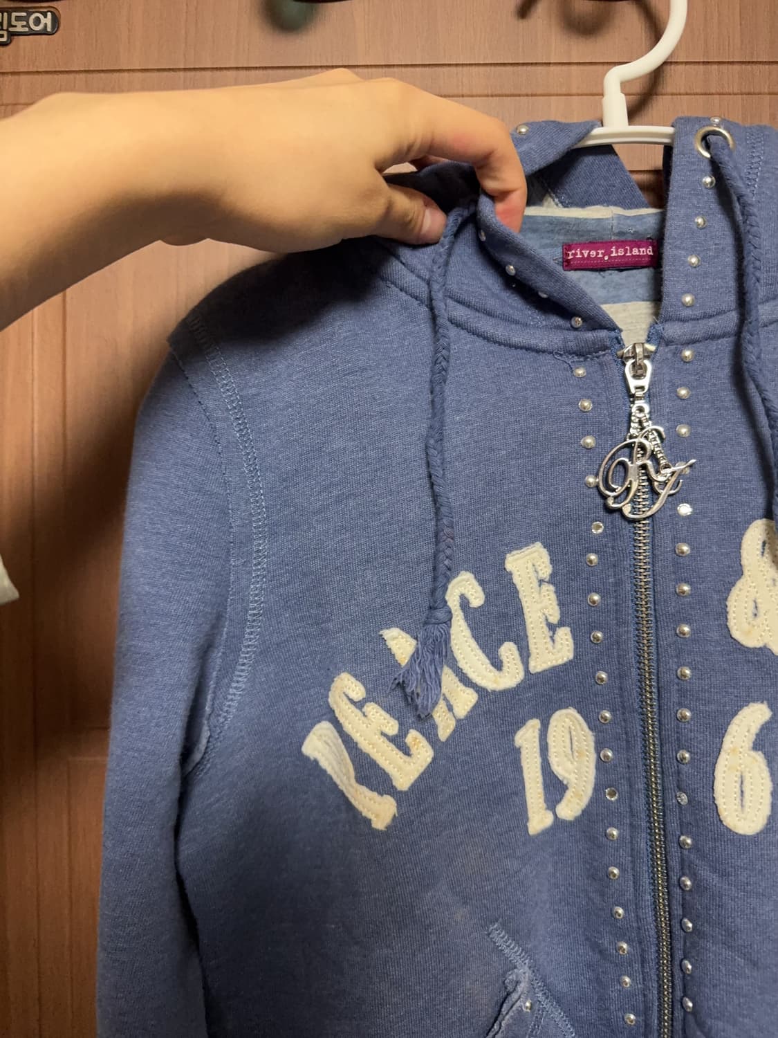 헤이세이 빈티지 갸루 서브컬쳐 아베크롬비 딱붙핏 큐빅 후드집업 상품이미지2