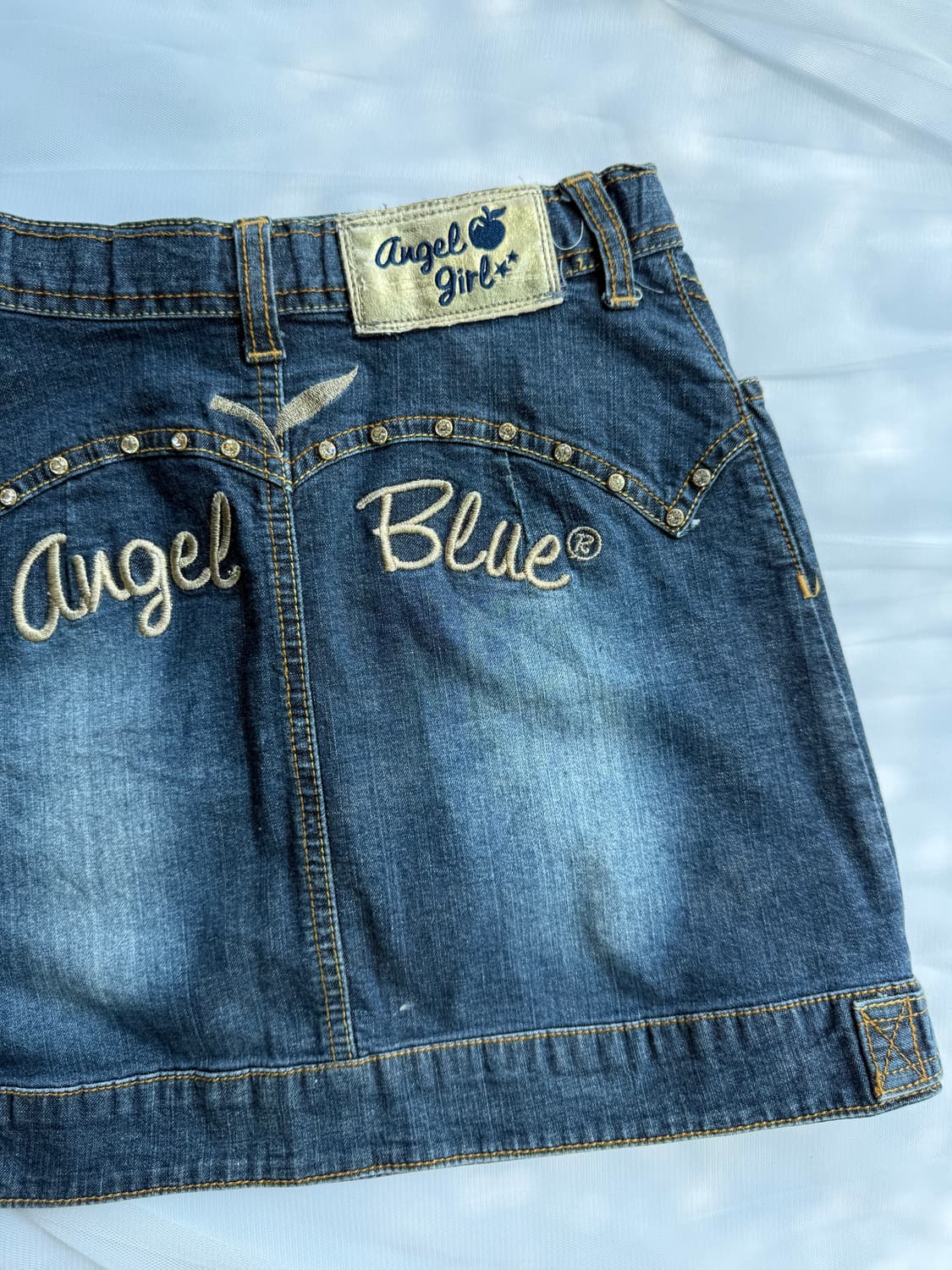 블루엔젤 큐빅 비즈라인 데님스커트 상품이미지4