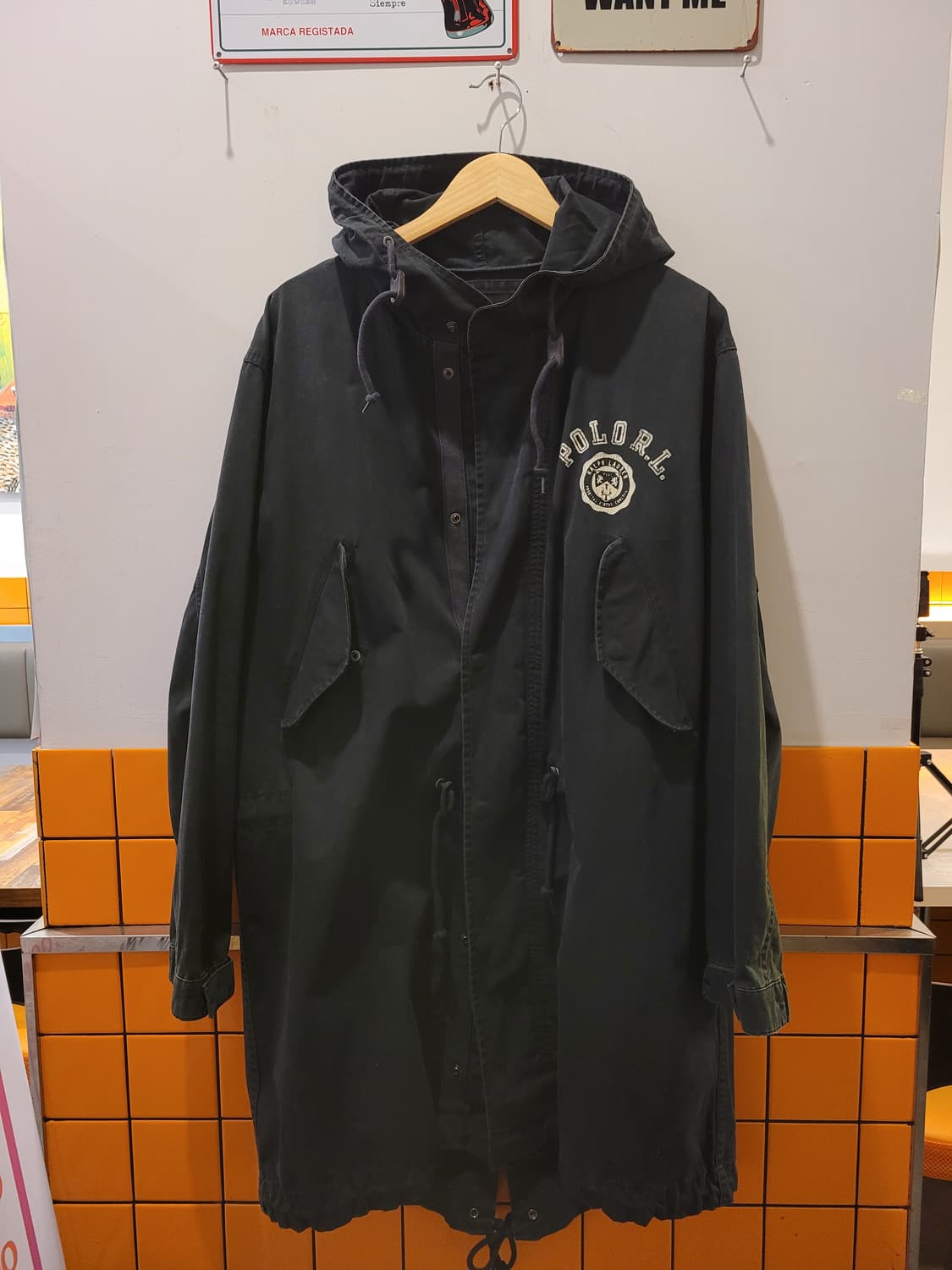 90s 빈티지 폴로 스포츠 피쉬테일 야상 블랙 상품이미지1