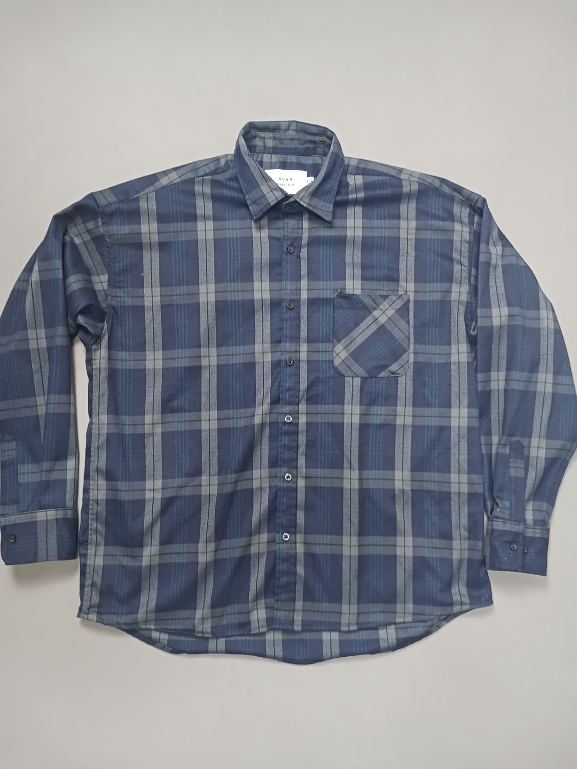 [프리] 어반드레스 어스틴 체크 셔츠 네이비 오버핏 상품이미지1
