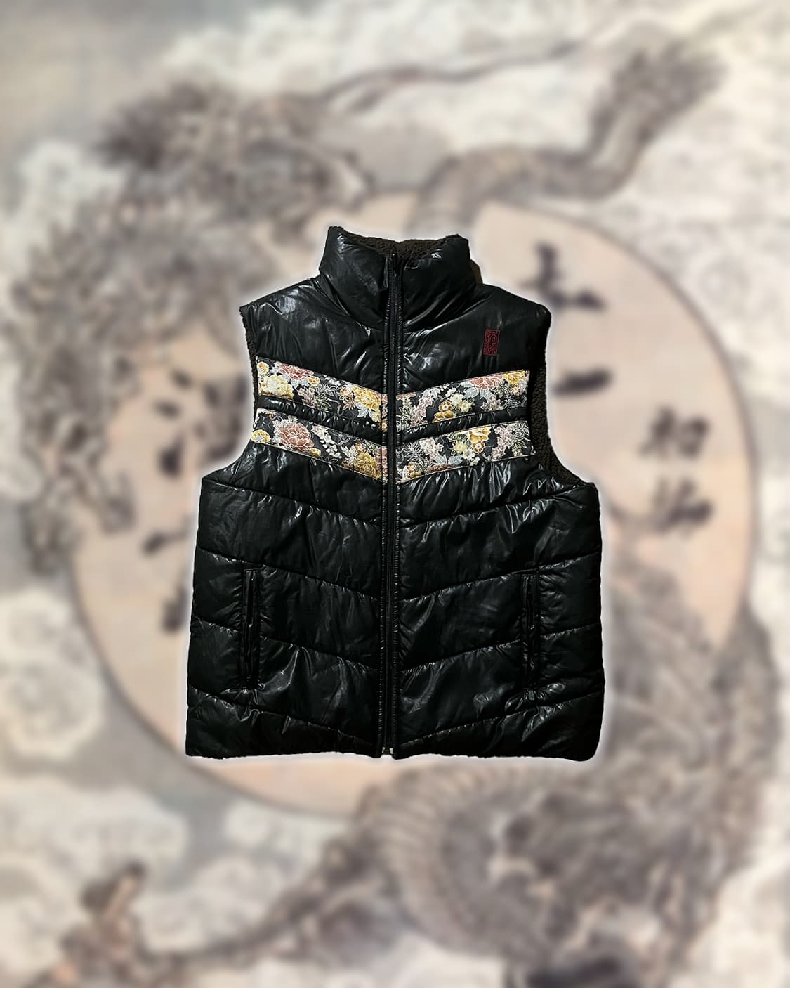 카라쿠리타마시 양면 패딩조끼 상품이미지1