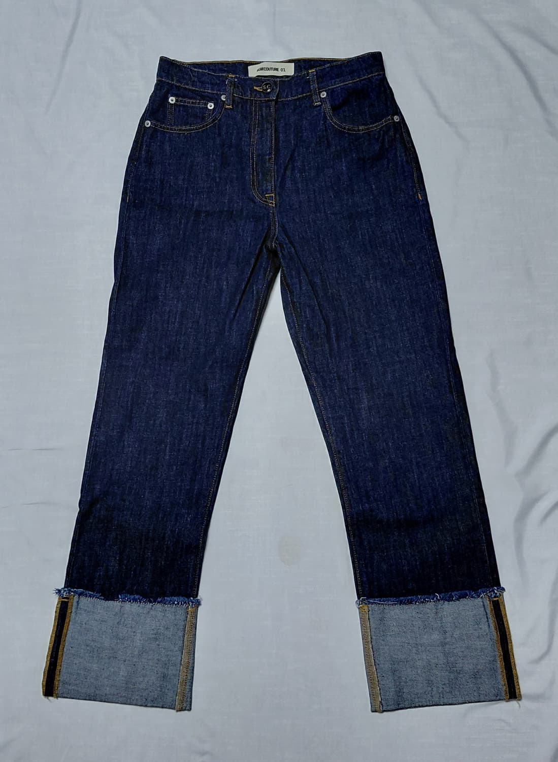 (무료배송) 세미쿠튀르(SEMICOUTURE) 와이드 턴업 생지 데님 상품이미지2