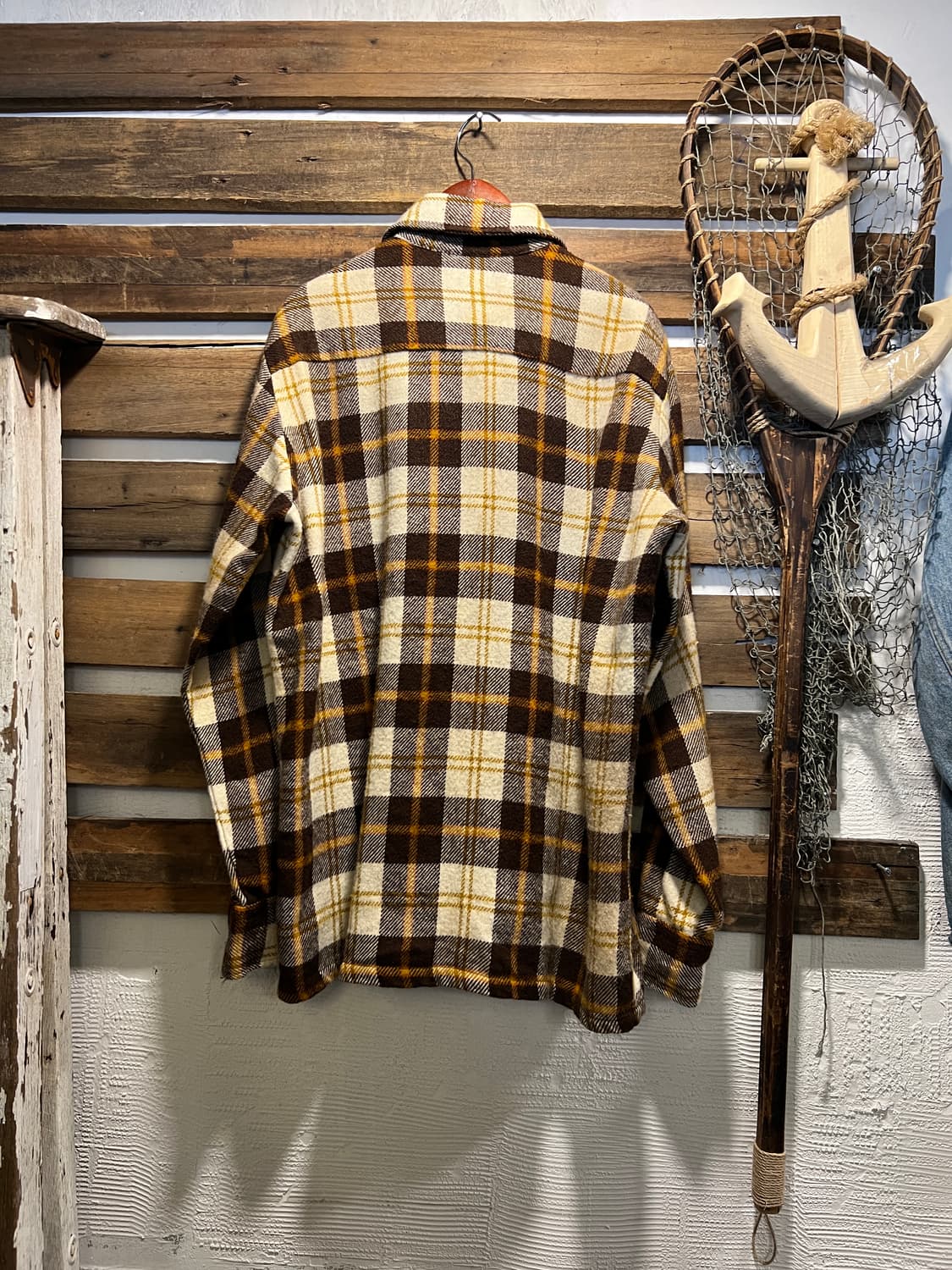 [M]70's Made in USA 브라운 타탄체크 플란넬 셔츠 상품이미지5