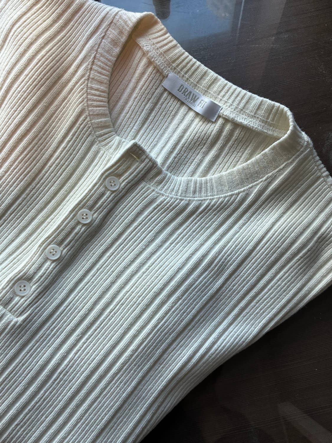 (XL) 드로우핏 리브드 헨리넥 티셔츠 [IVORY] 판매 상품이미지9