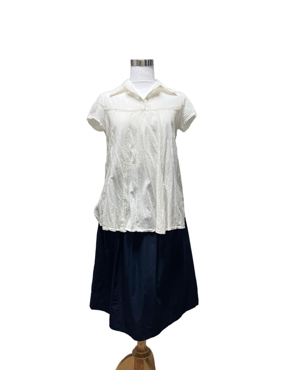 Navy pin tuck banding skirt 상품이미지6