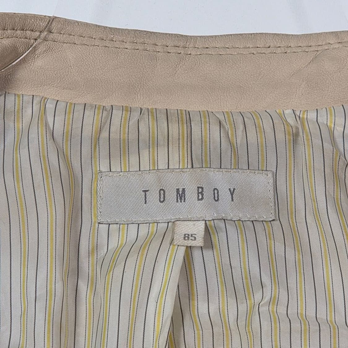 톰보이 빈티지 베이지 램스킨 싱글 라이더 자켓 85 상품이미지6