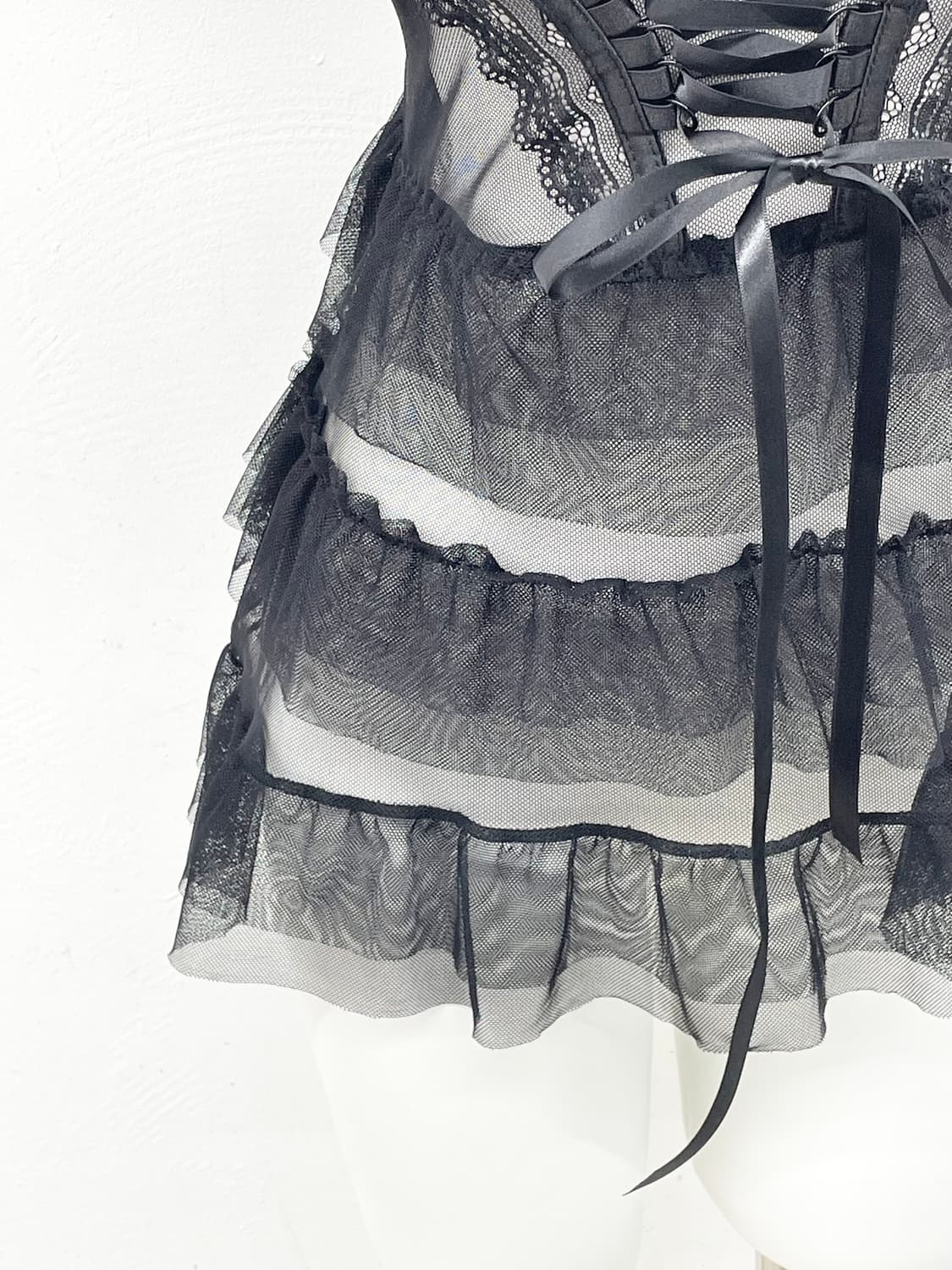 블랙 레이스업 캉캉 코르셋 상품이미지3