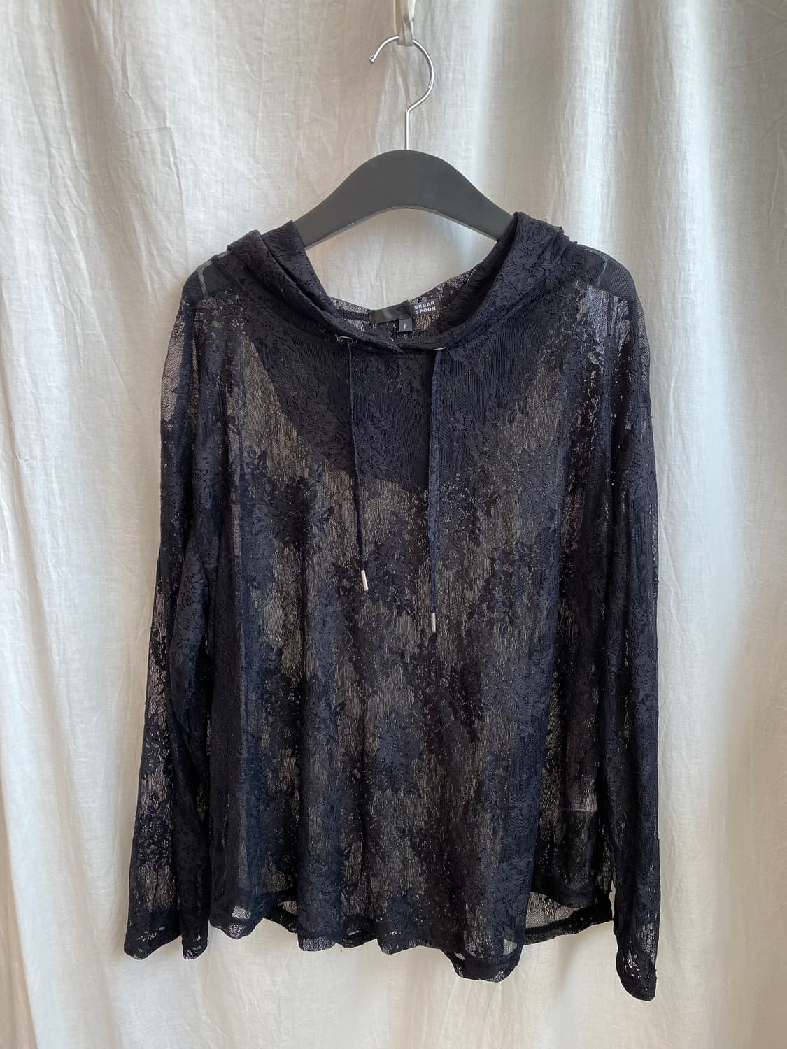 블랙 레이스 후드탑(F) 상품이미지1