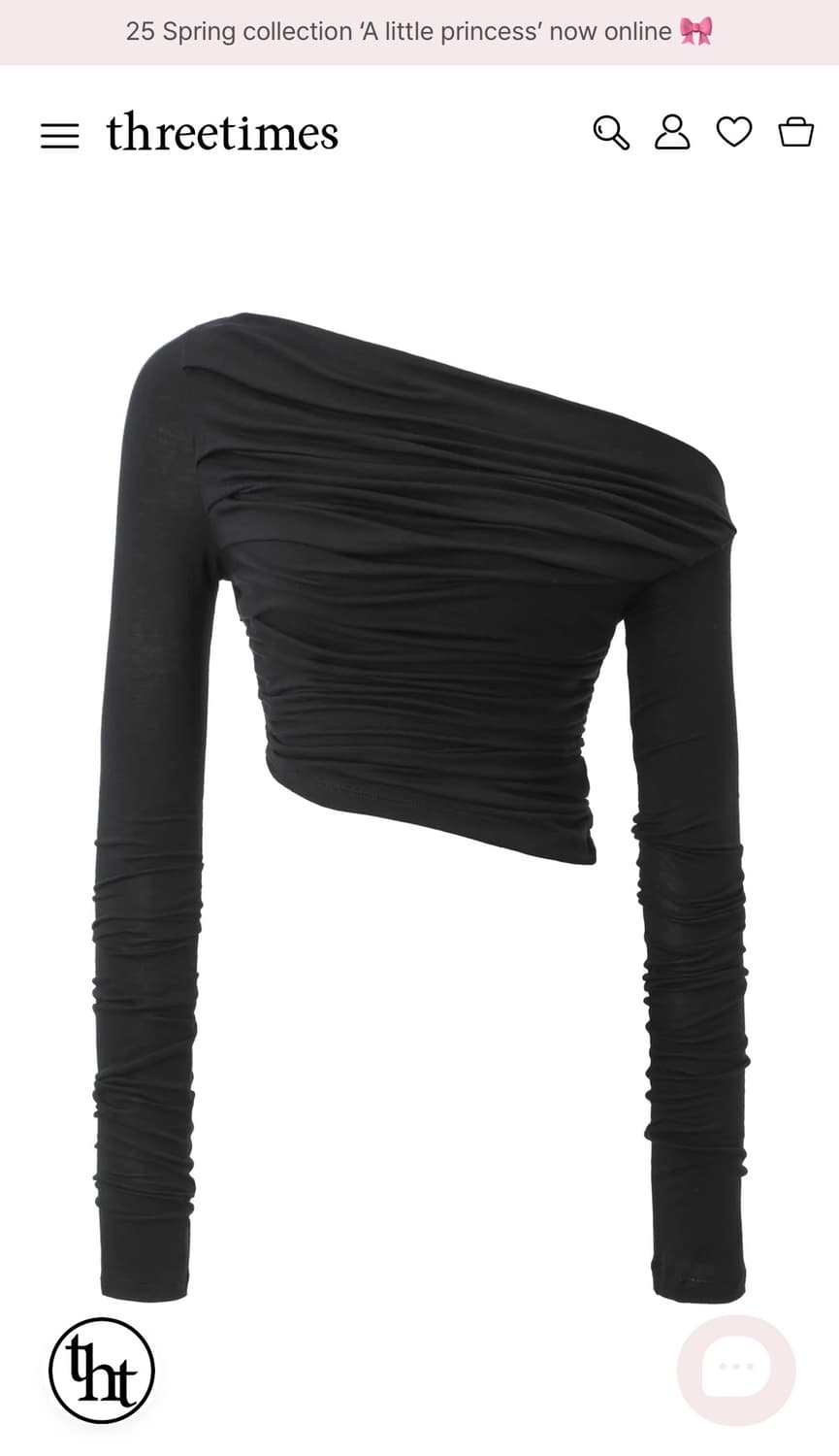 쓰리타임즈 드레이프 탑 블랙 상품이미지1