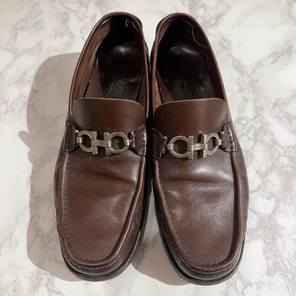 Salvatore Ferragamo 페라가모 브라운 가죽 로퍼 8.5 상품이미지1