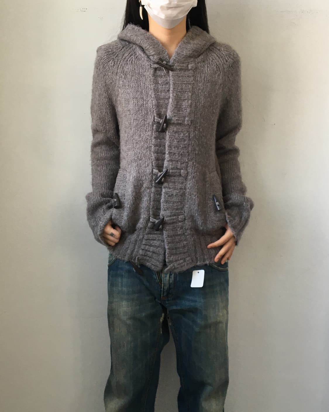 Duffle button hood knit cardigan 상품이미지1