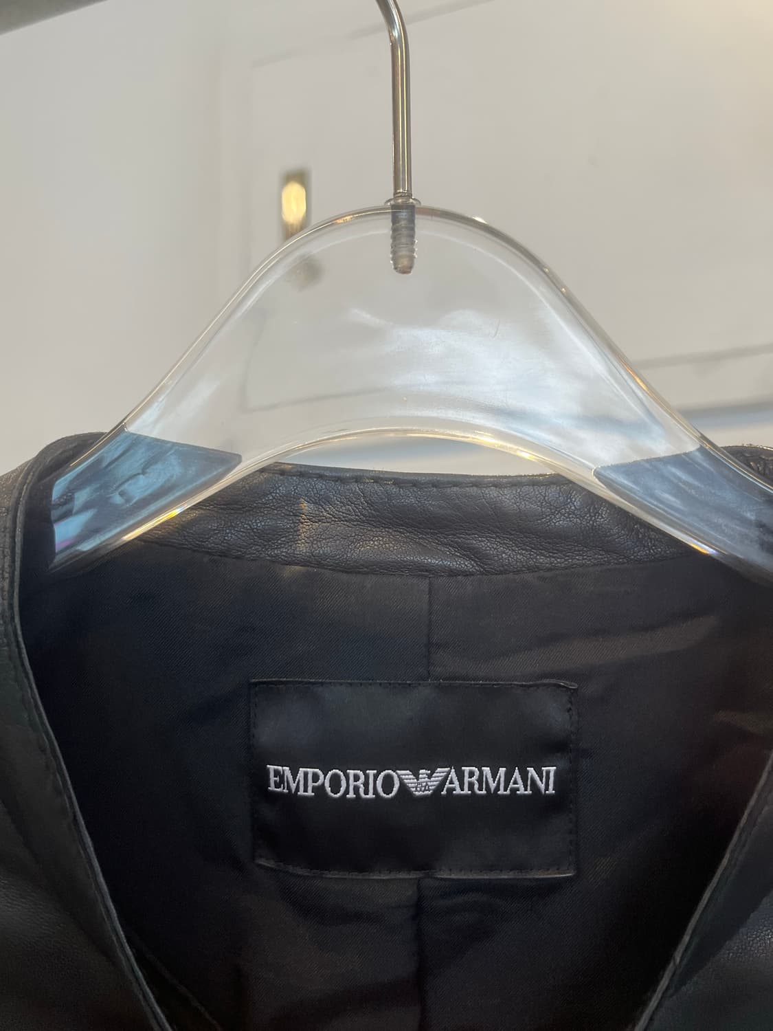 Emporio Armani Round Neck Leather Jacket 상품이미지4