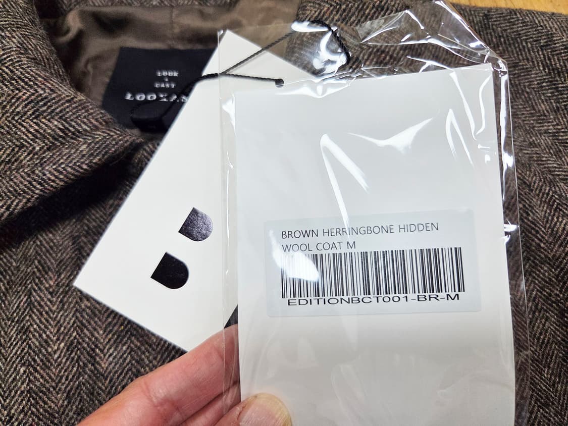 에디션비X룩캐스트(LOOKCAST) 헤링본 울코트 66-77 새상품 상품이미지9