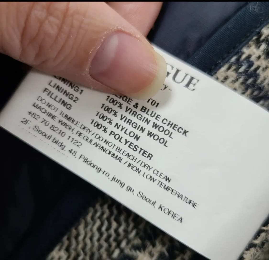 이스트로그 남성  버진울 발마칸 체크코트 베이지/블루 L 상품이미지10