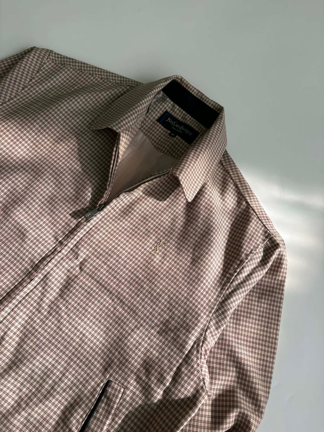 [95] 입생로랑 90s 체크 울 스윙탑 블루종 자켓 상품이미지8