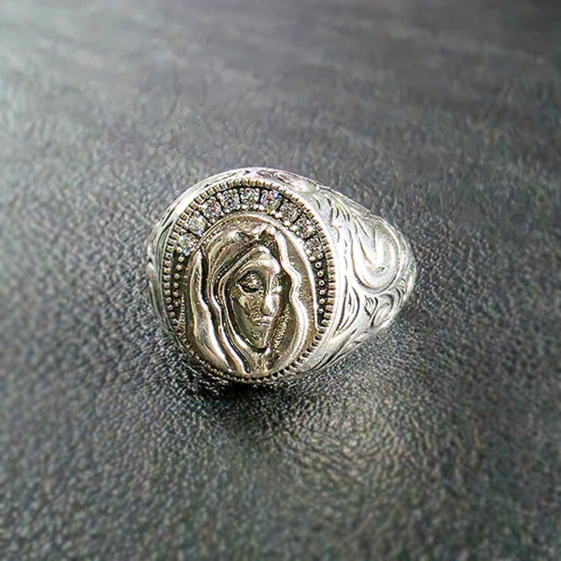 Virgin Mary 실버 빅사이즈 남자 빈티지 천주교 기독교 기도 반지 상품이미지1
