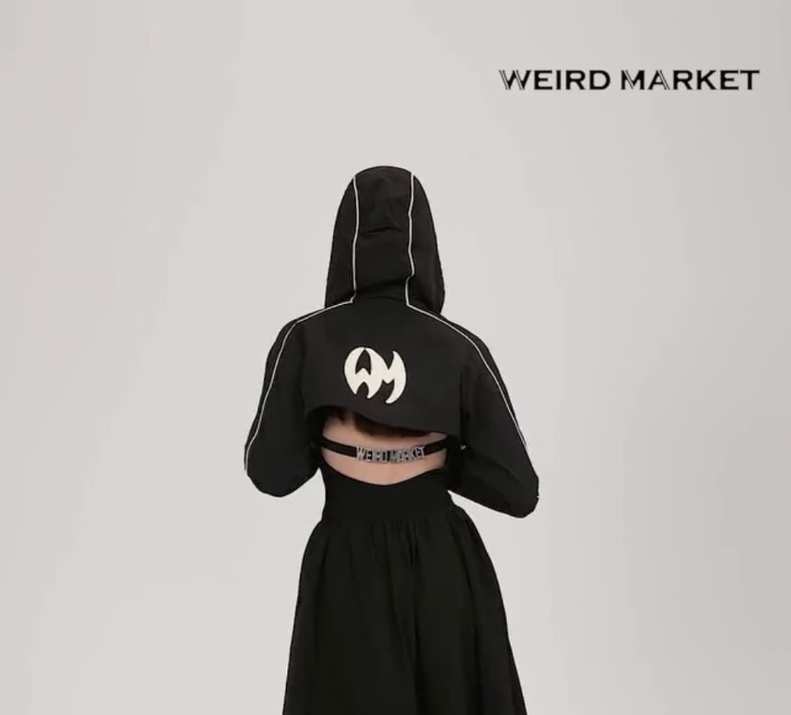 위어드 마켓 후면 빅 로고 크롭 나일론 후디 윈드브레이커 상품이미지6