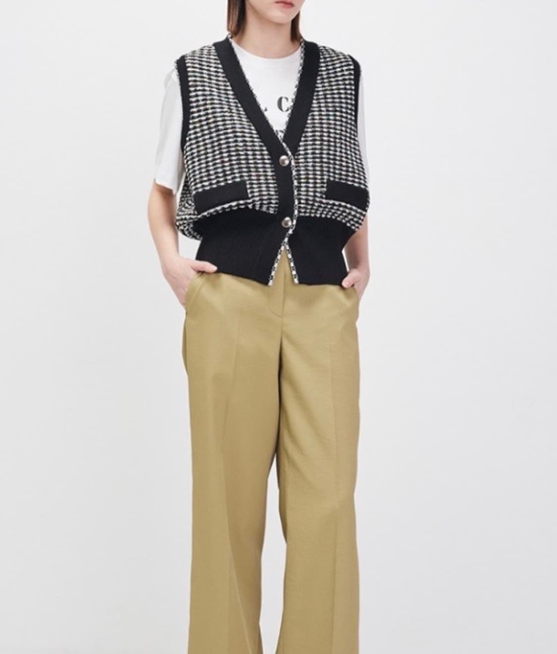 시스템 SYSTEM 22 완판 트위드 니트 베스트 (F) 상품이미지1