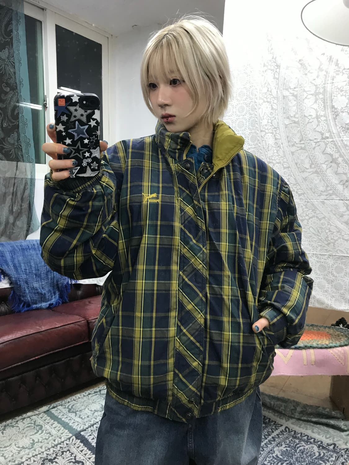 퓨마 90‘s 올드스쿨 리버시블 덕다운 체크 패딩  상품이미지1