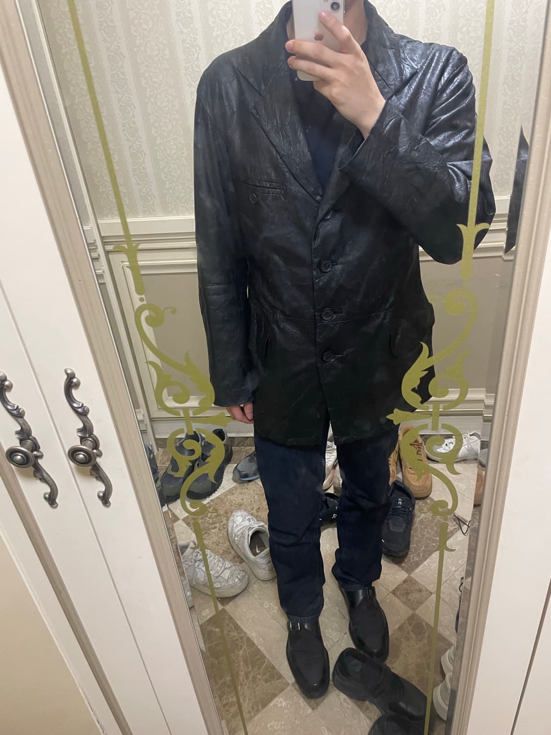 이세이 미야케 크랙 레더 자켓 상품이미지4