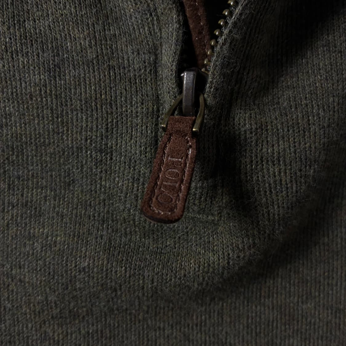 Polo  폴로 랄프로렌 자수 코튼 에스테이트립 카키 반집업 니트  상품이미지4