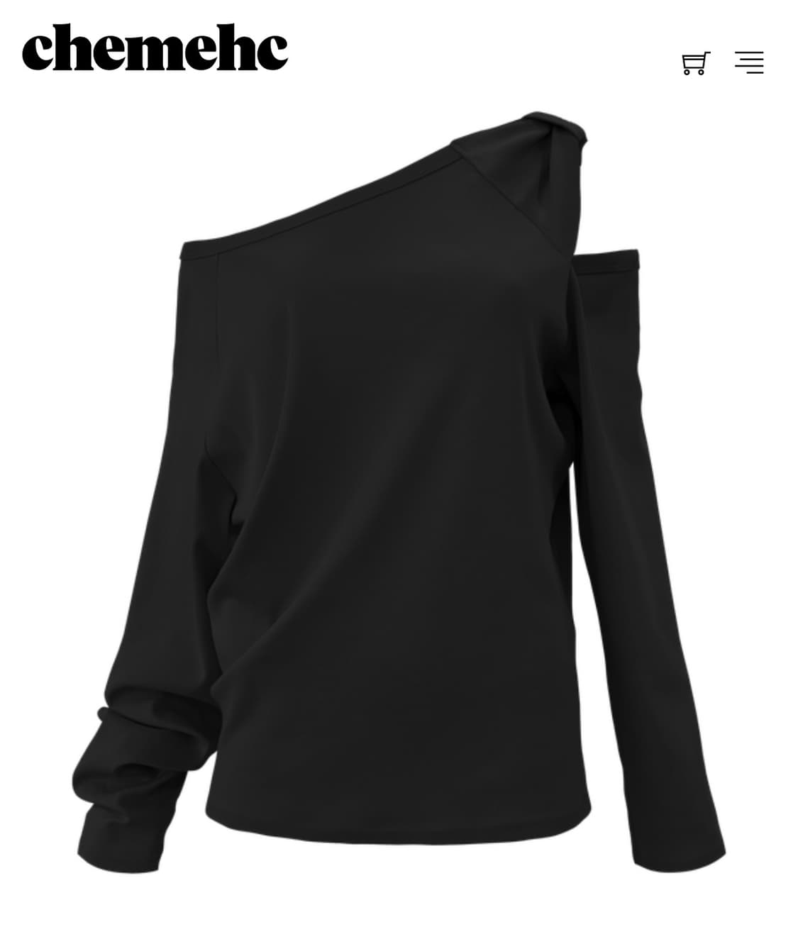 체메씨 보우 원숄더 롱슬리브 블랙 상품이미지1