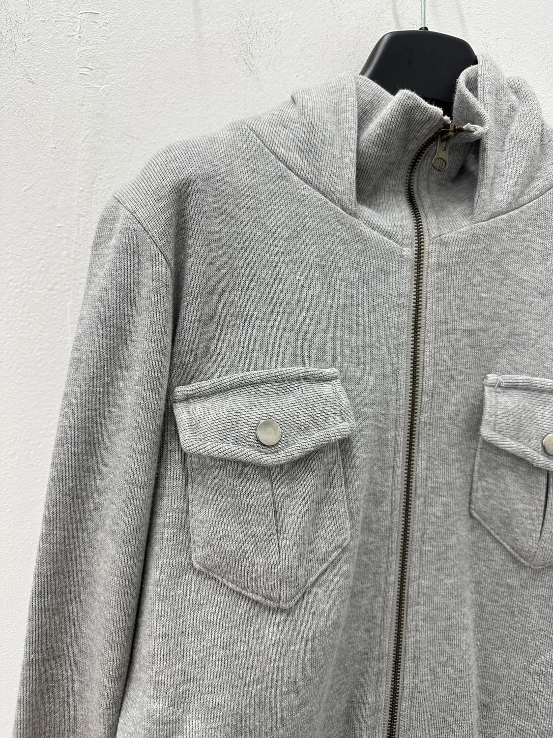 Vintage grunge knit pocket hood zip up 상품이미지5