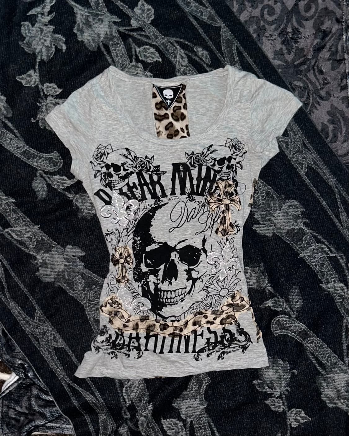 punk y2k leopard skull top 상품이미지5