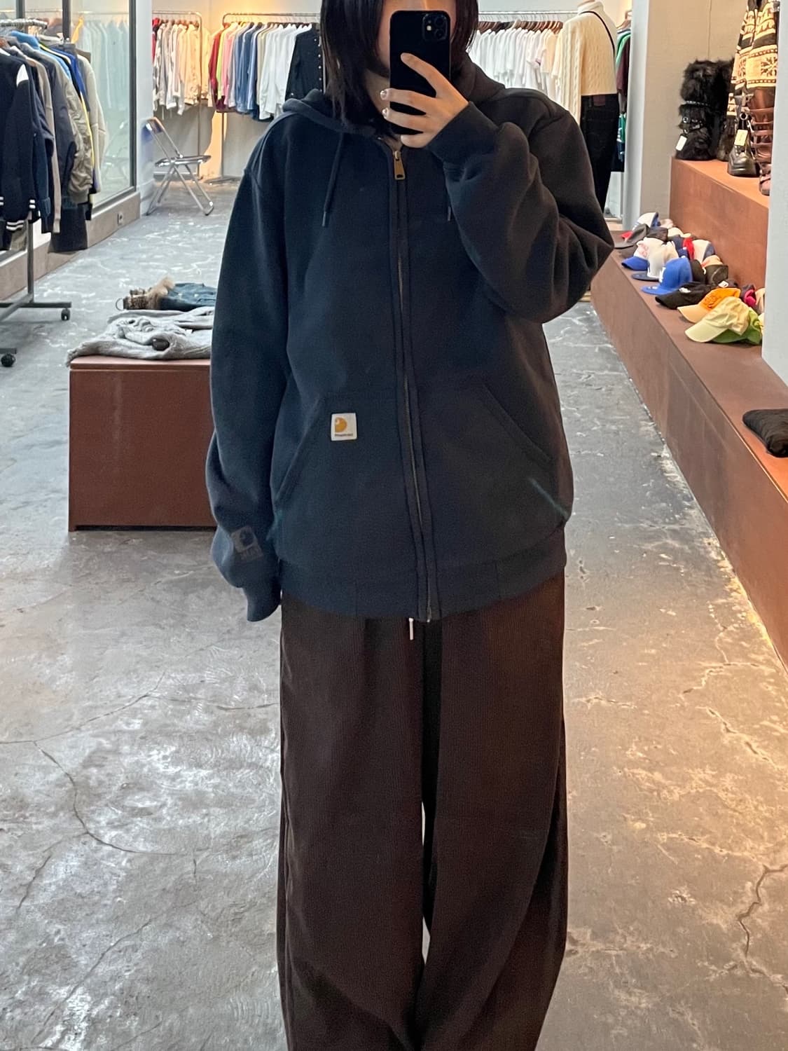 칼하트 패치로고 네이비 후드집업 H836 상품이미지1