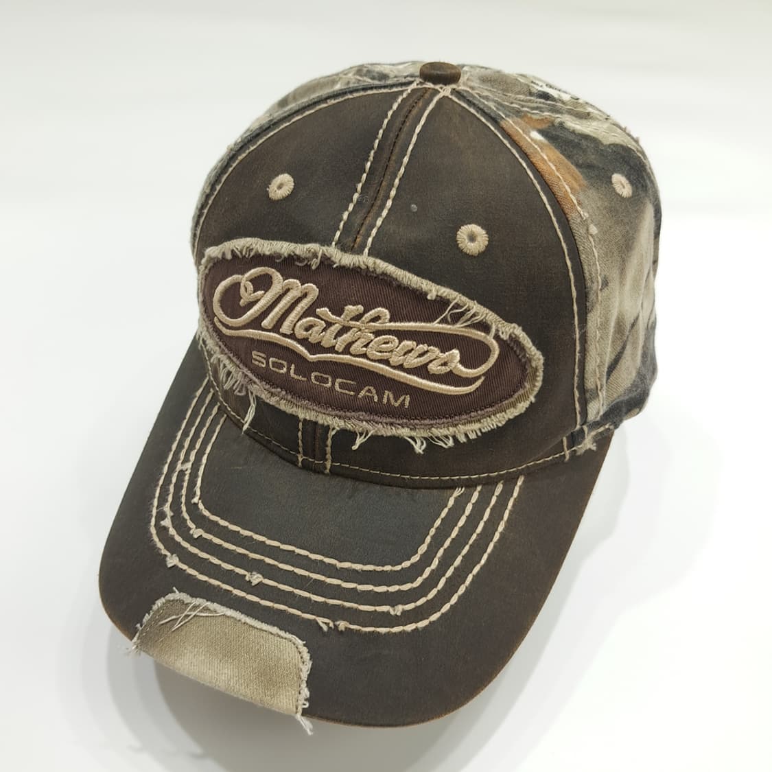 빈티지 Mathews 카모 디스트레스드 볼캡 P1604 상품이미지2