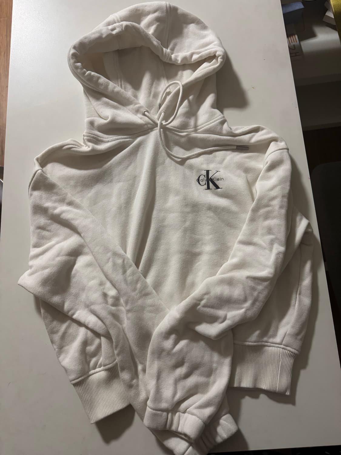 캘빈 크롭 후드 화이트 상품이미지1