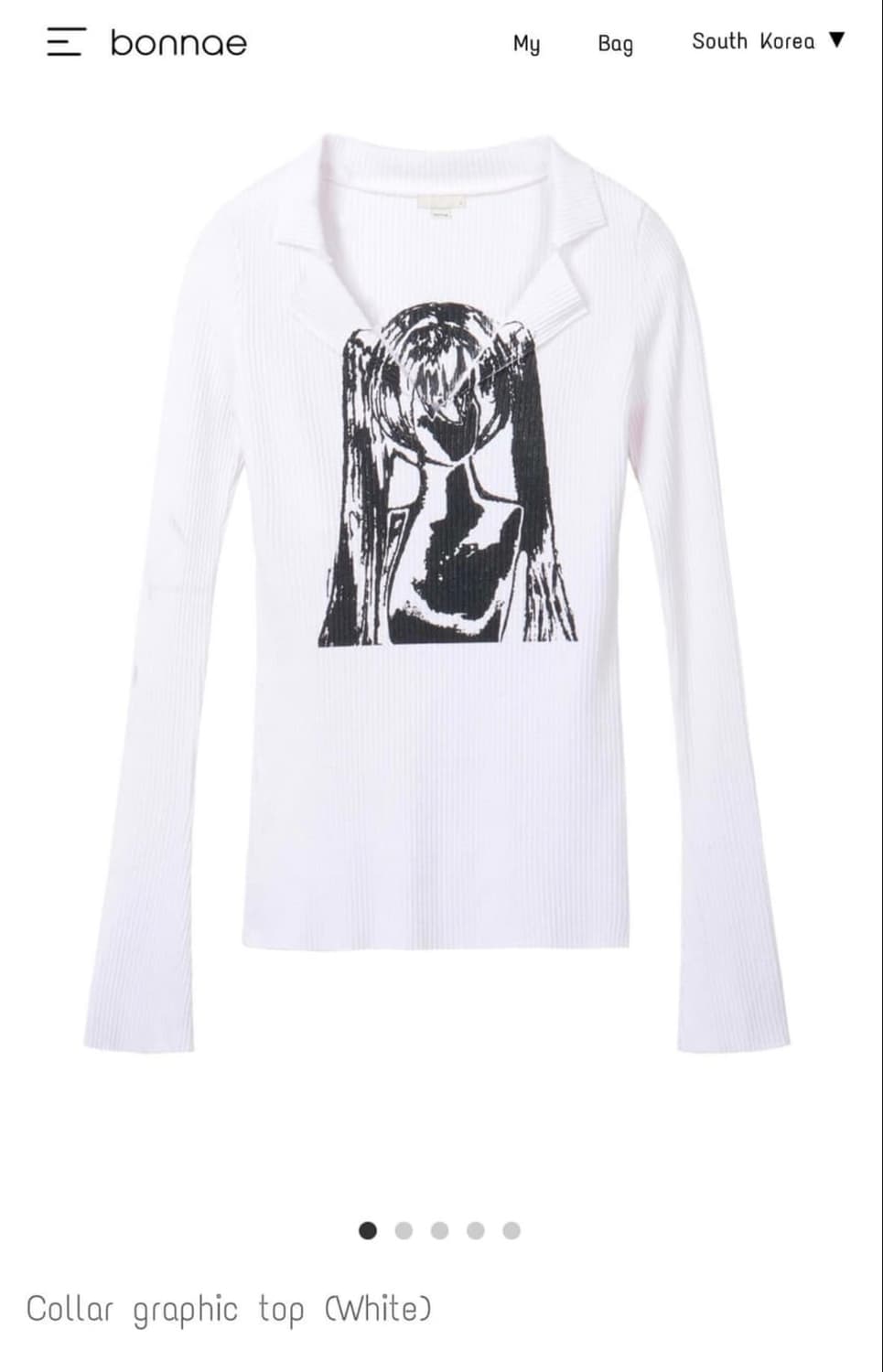 본네 Bonnae 카라 그래픽 탑 화이트 상품이미지1