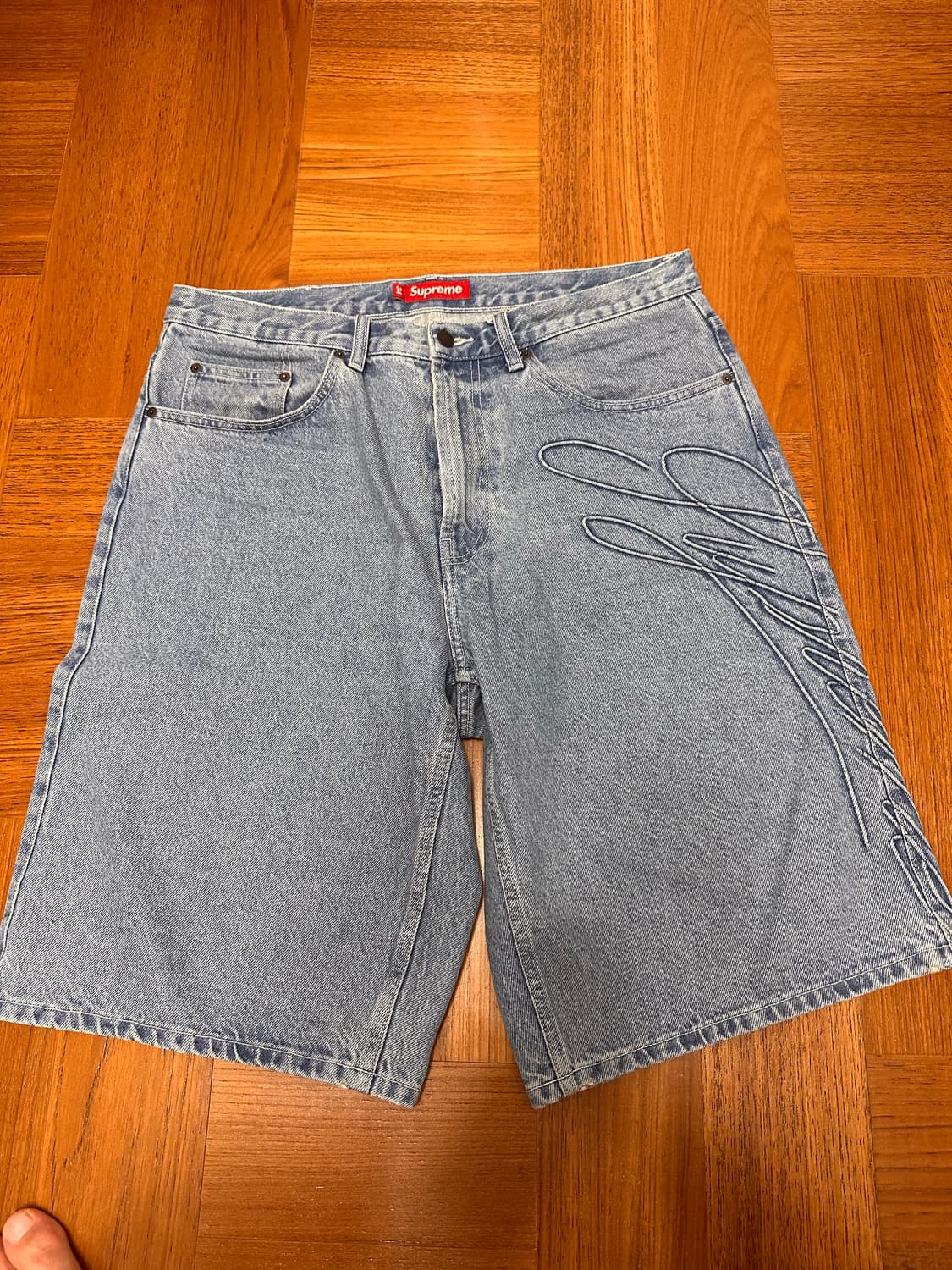 슈프림 스크립트 배기 데님쇼츠  상품이미지1