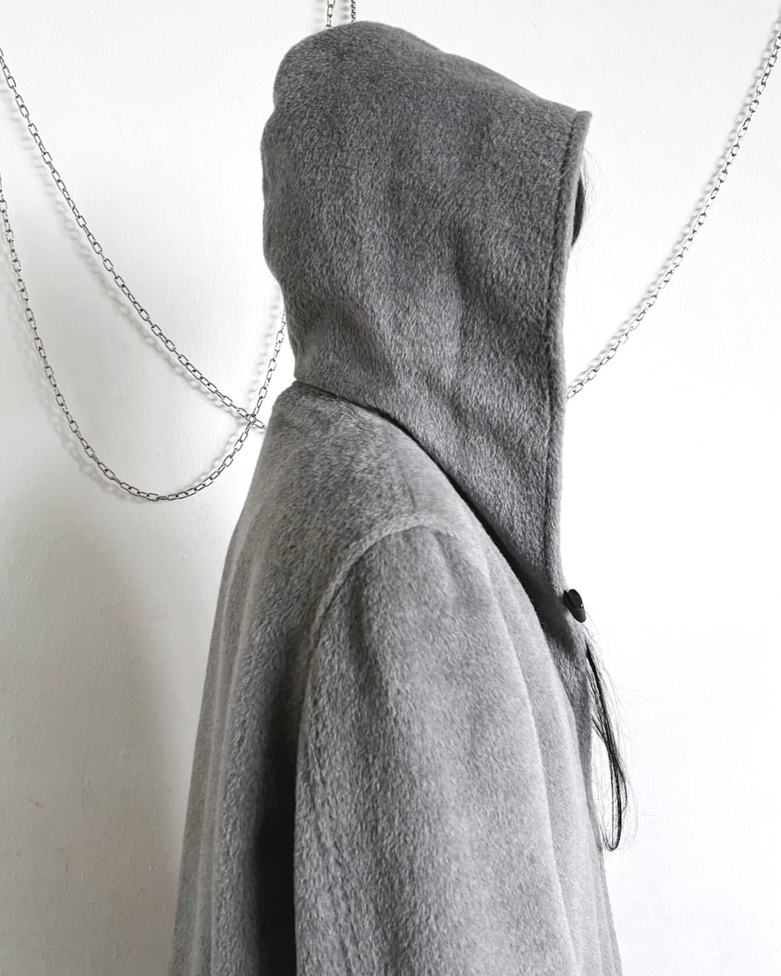 cinzia rocca 후드 넥 스트랩 캐시미어 롱코트 상품이미지4