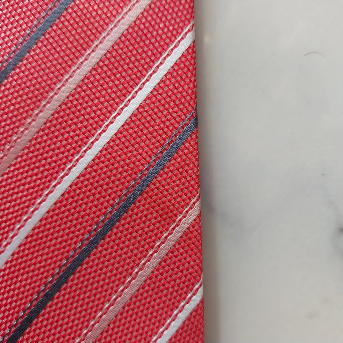 피에르 발망 실크 핑크 스트라이프 넥타이 8.9cm A등급 K1997
 상품이미지9