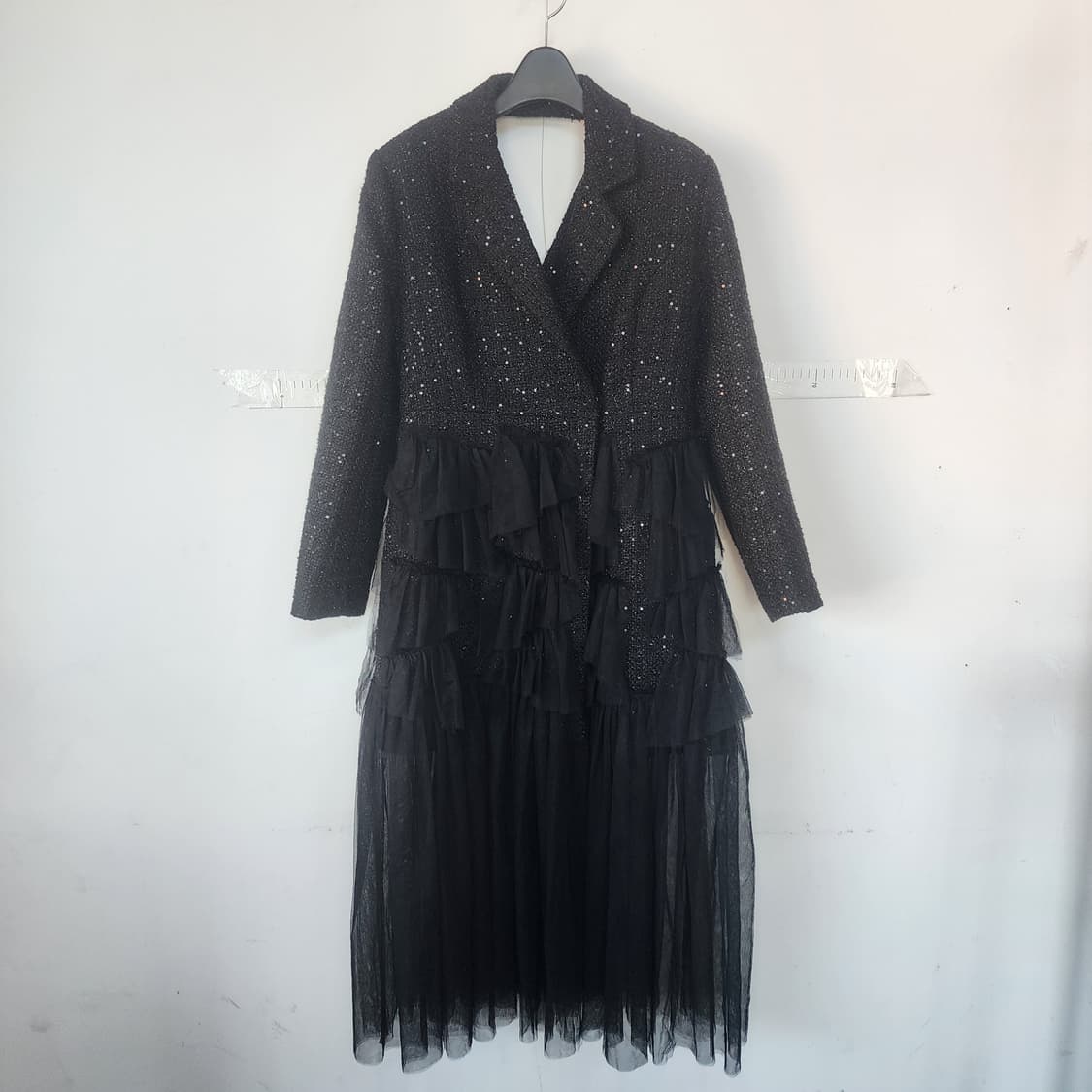 명품 블랙 트위드 롱 원피스 상품이미지1