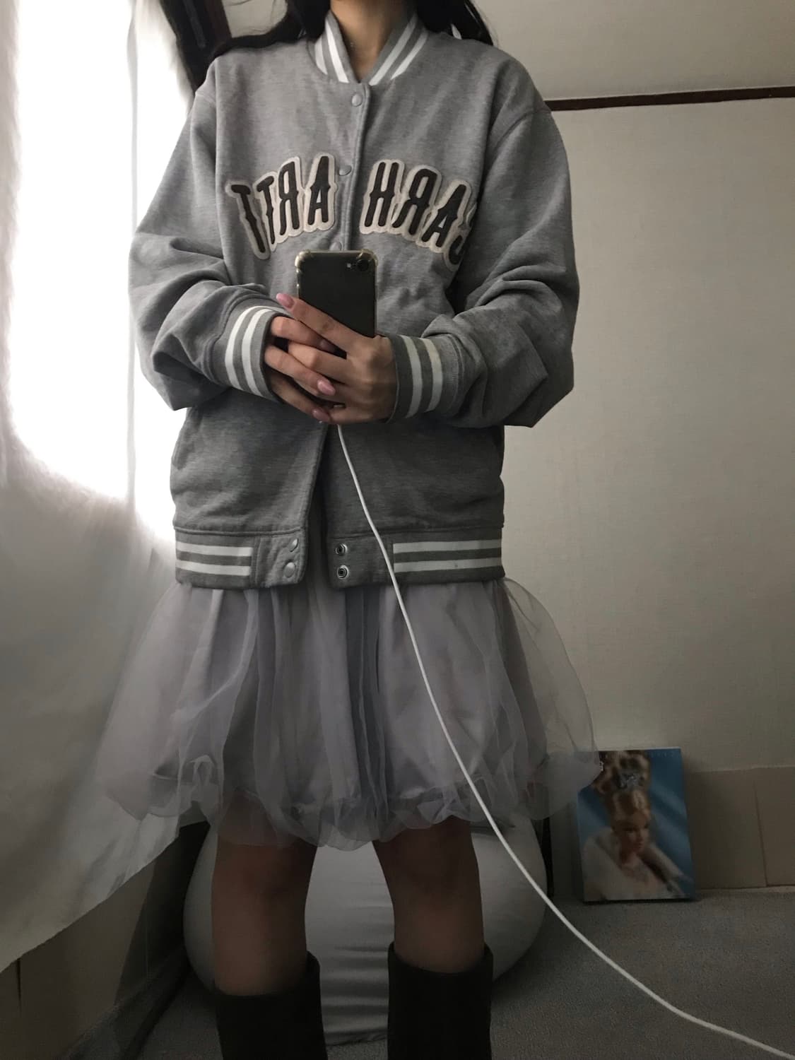 칼하트 그레이 빅로고 바시티자켓 상품이미지3