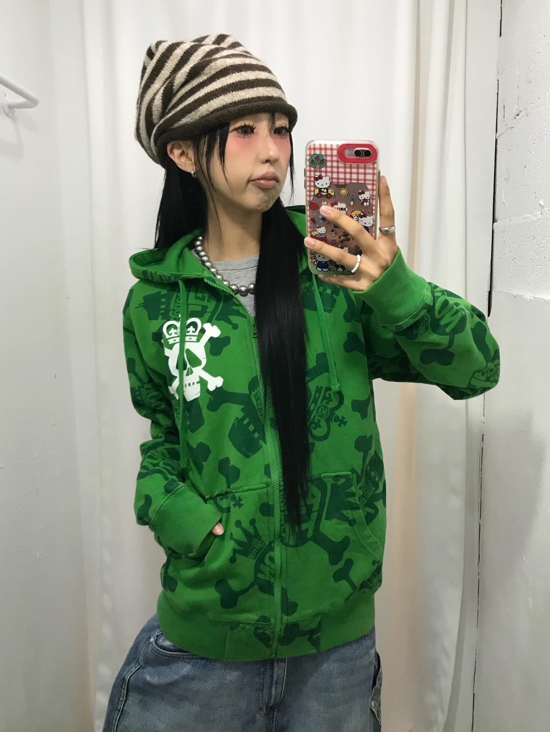 Stussy Skull Printing Hood Zip-Up 상품이미지7