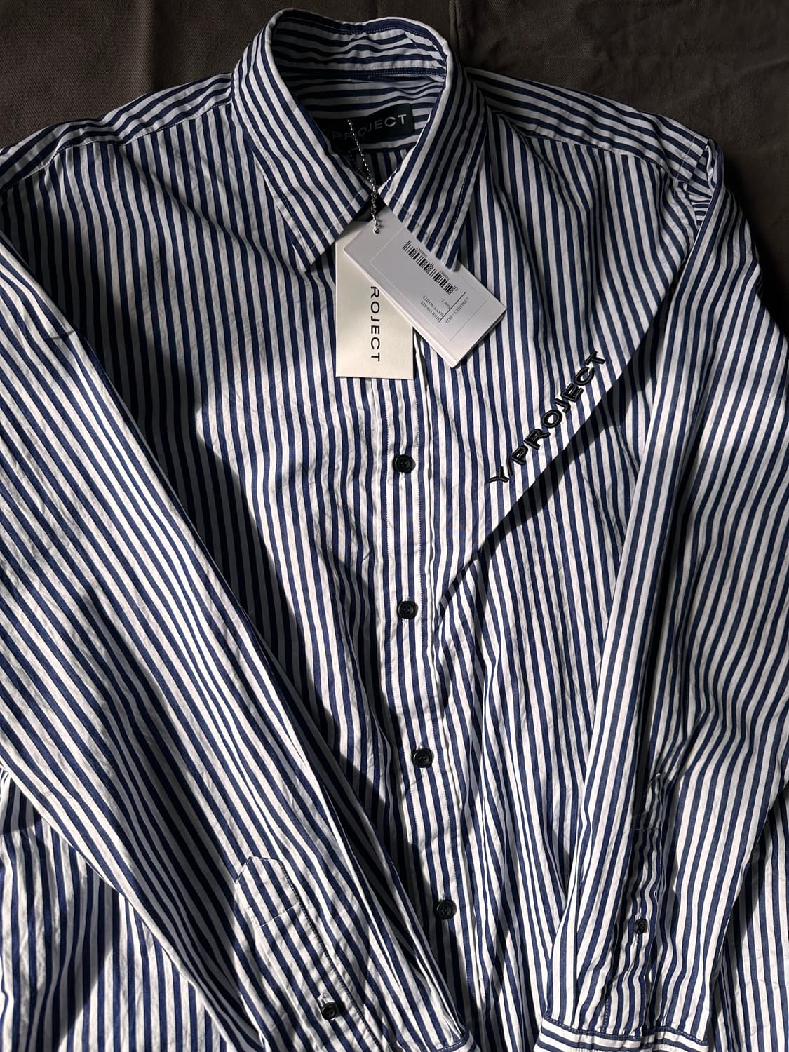 와이프로젝트 / 핀치드 로고 스트라이프 셔츠 / L 상품이미지2