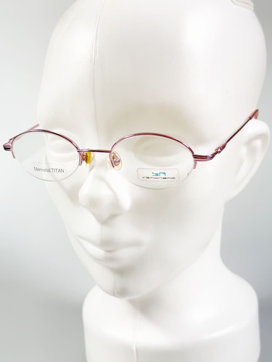 SEMONEMO 핑크 티타늄 오벌 반무테 빈티지 안경 상품이미지8