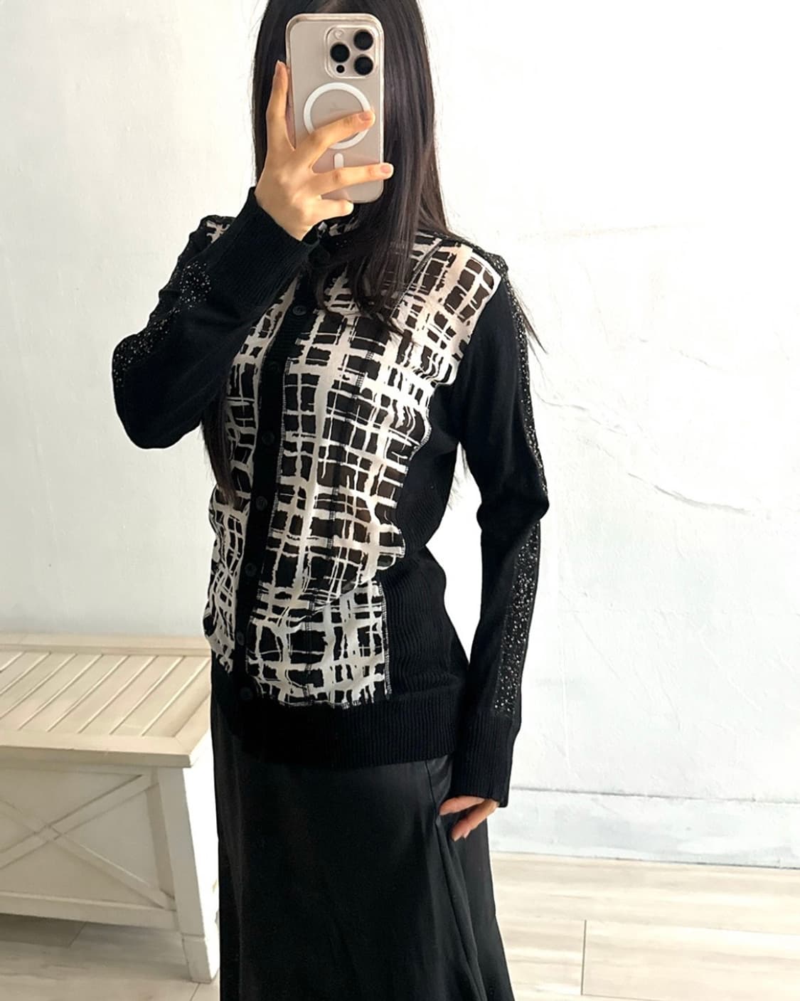 Black Graphic Knit mesh zip-up 상품이미지8