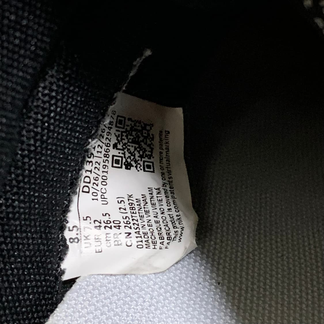 나이키 조던 덩크 로우 블랙 화이트 오레오 범고래 265 상품이미지9