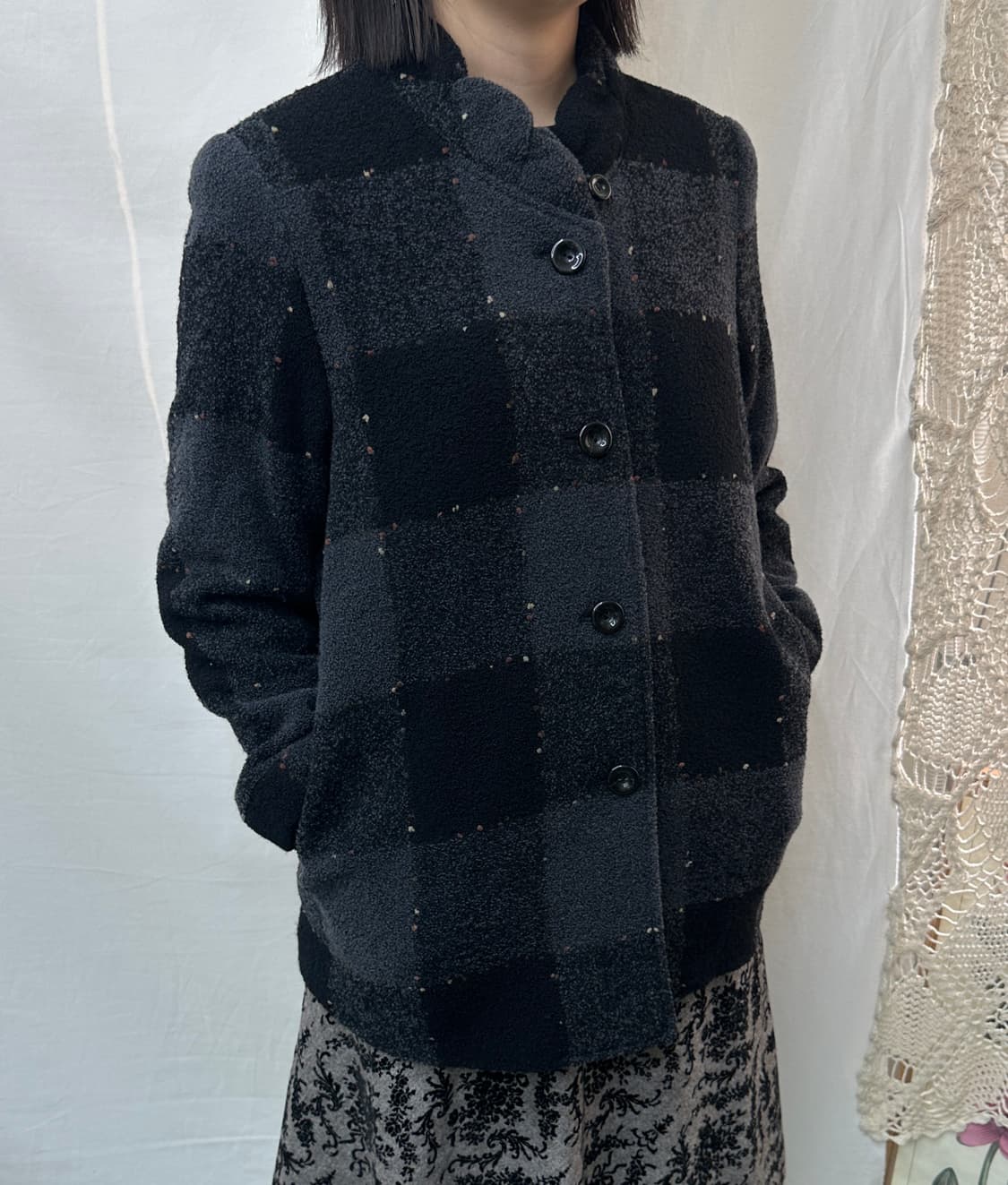 ladies fashion check coat 상품이미지1