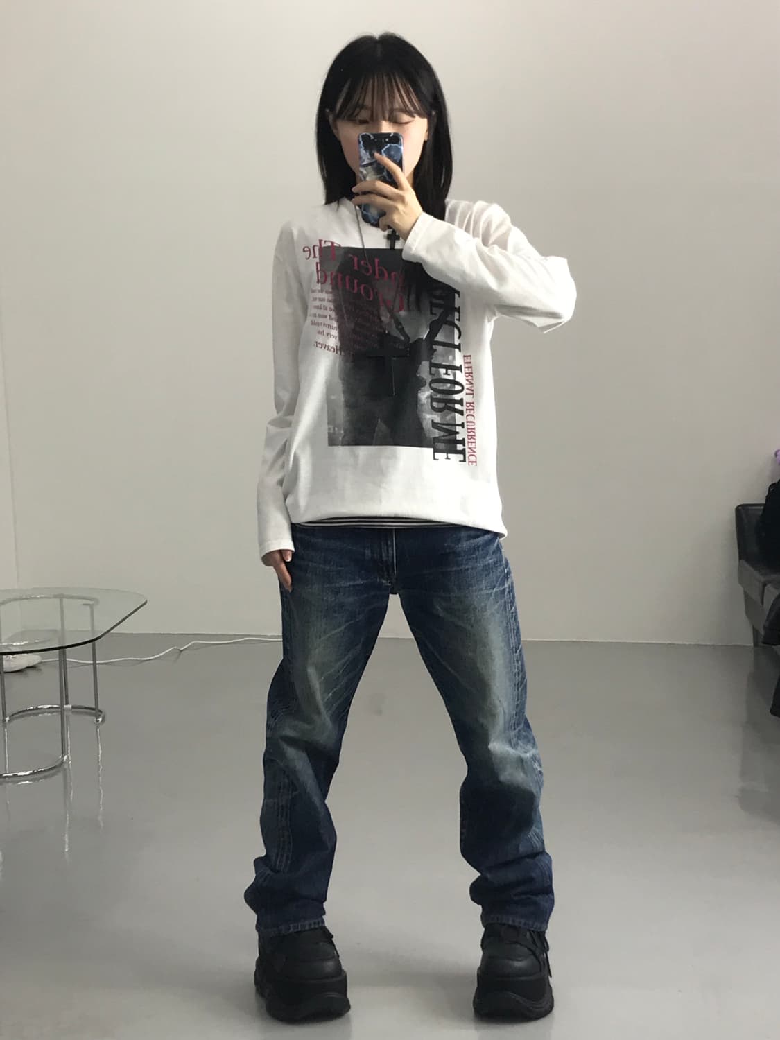 락헤븐 프린팅 화이트 롱슬리브 상품이미지2