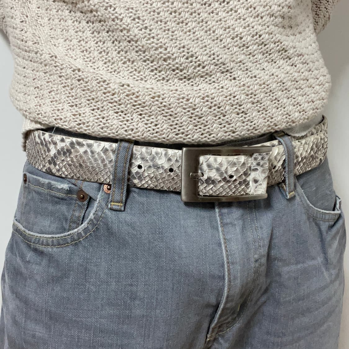 REAL WHITE SNAKE SCALE BELT 상품이미지4